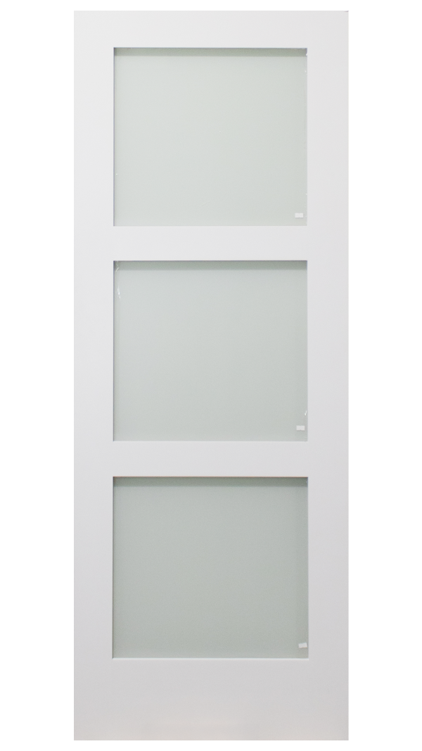 1 3/8 3-Panel Primed Shaker Frosted Door