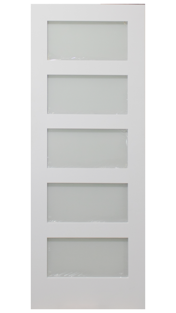1 3/8 5-Panel Primed Shaker Frosted Door (Special Order)